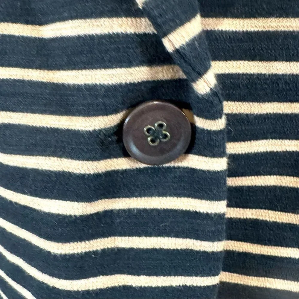 J.Crew Maritime nautical striped black and tan cotton blazer size medium